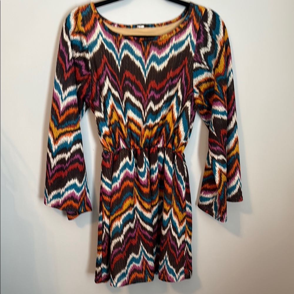 Multicolor Chevron Pattern Dress - image 1